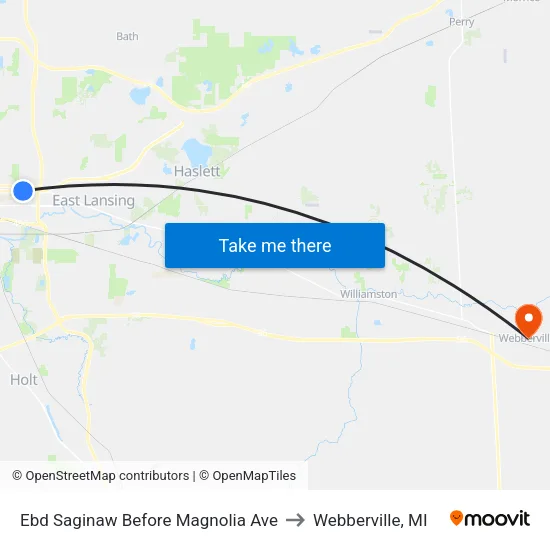 Ebd Saginaw Before Magnolia Ave to Webberville, MI map
