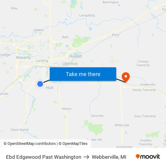 Ebd Edgewood Past Washington to Webberville, MI map