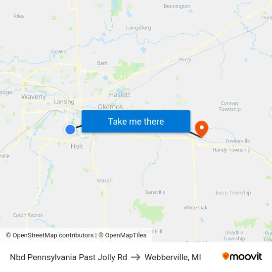 Nbd Pennsylvania Past Jolly Rd to Webberville, MI map