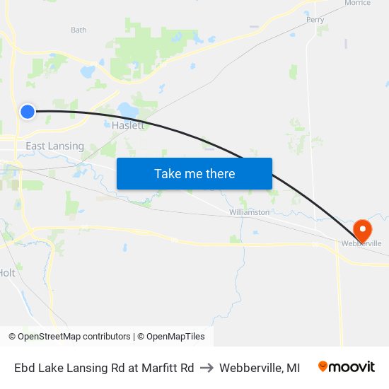 Ebd Lake Lansing Rd at Marfitt Rd to Webberville, MI map