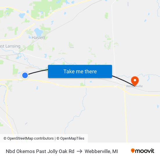 Nbd Okemos Past Jolly Oak Rd to Webberville, MI map