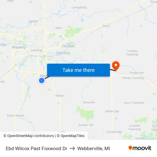 Ebd Wilcox Past Foxwood Dr to Webberville, MI map