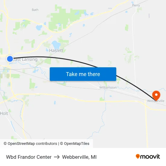 Wbd Frandor Center to Webberville, MI map