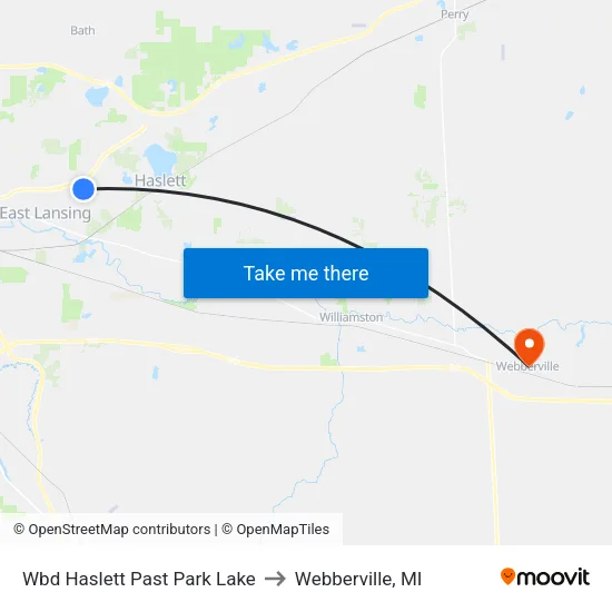 Wbd Haslett Past Park Lake to Webberville, MI map