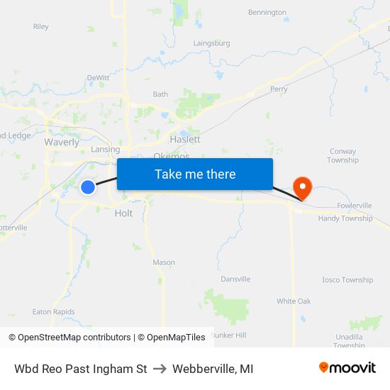 Wbd Reo Past Ingham St to Webberville, MI map