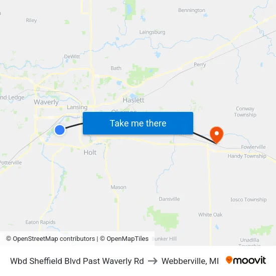 Wbd Sheffield Blvd Past Waverly Rd to Webberville, MI map