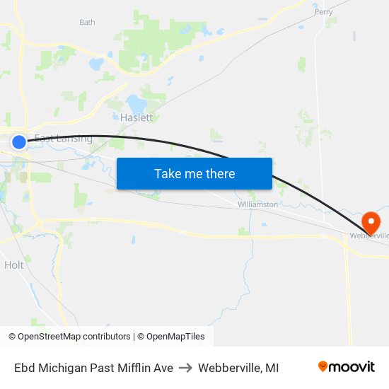 Ebd Michigan Past Mifflin Ave to Webberville, MI map