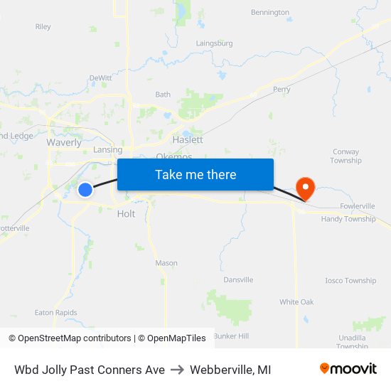 Wbd Jolly Past Conners Ave to Webberville, MI map