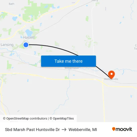 Sbd Marsh Past Huntsville Dr to Webberville, MI map