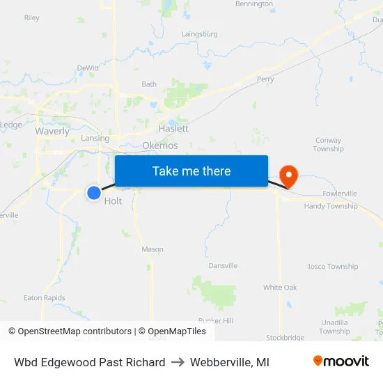 Wbd Edgewood Past Richard to Webberville, MI map