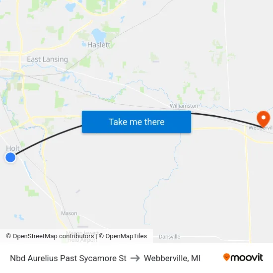 Nbd Aurelius Past Sycamore St to Webberville, MI map