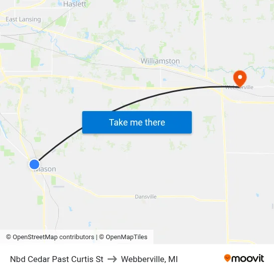 Nbd Cedar Past Curtis St to Webberville, MI map
