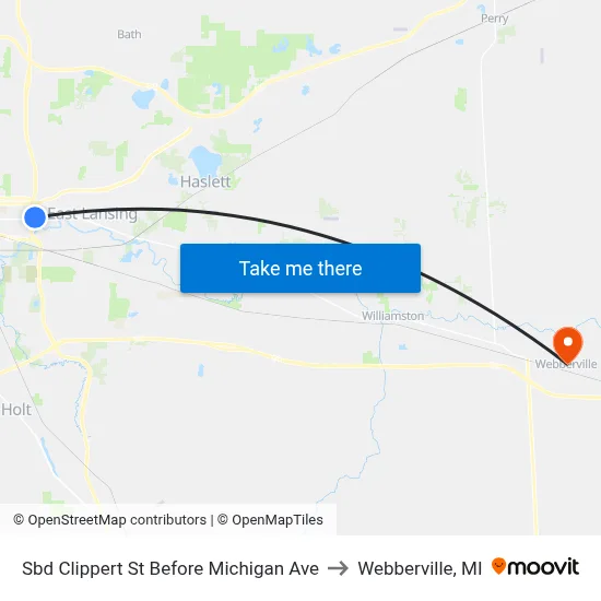 Sbd Clippert St Before Michigan Ave to Webberville, MI map