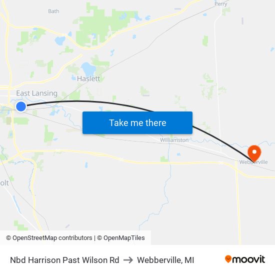 Nbd Harrison Past Wilson Rd to Webberville, MI map