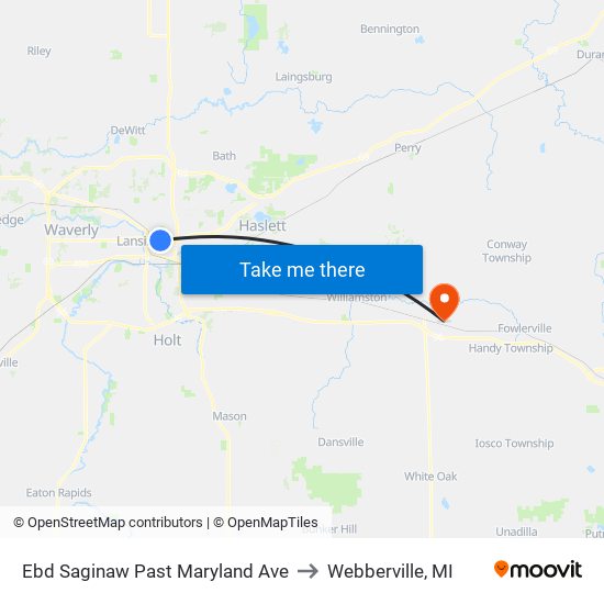 Ebd Saginaw Past Maryland Ave to Webberville, MI map