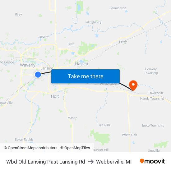 Wbd Old Lansing Past Lansing Rd to Webberville, MI map