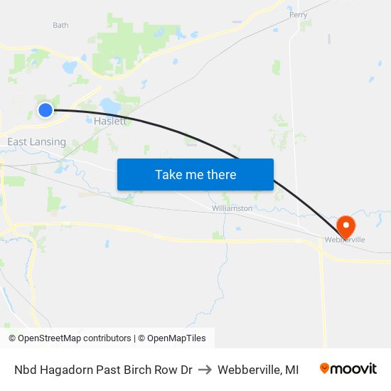 Nbd Hagadorn Past Birch Row Dr to Webberville, MI map