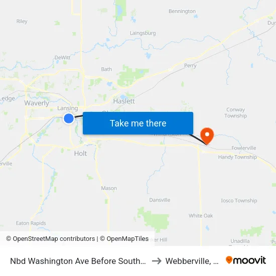 Nbd Washington Ave Before South St to Webberville, MI map
