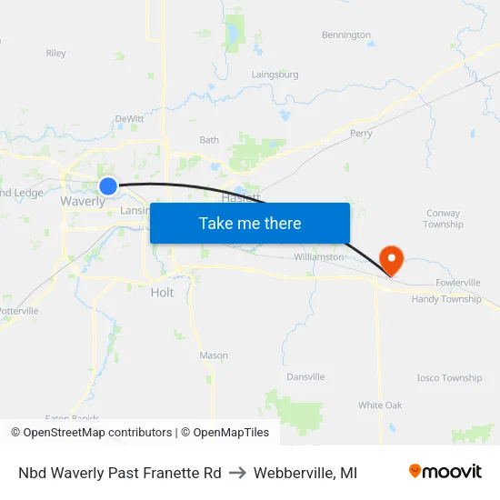 Nbd Waverly Past Franette Rd to Webberville, MI map