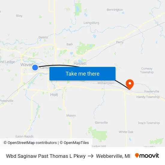 Wbd Saginaw Past Thomas L Pkwy to Webberville, MI map