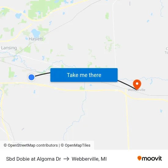 Sbd Dobie at Algoma Dr to Webberville, MI map