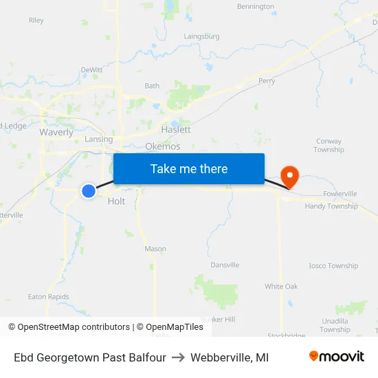Ebd Georgetown Past Balfour to Webberville, MI map