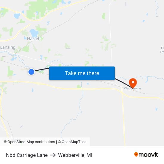 Nbd Carriage Lane to Webberville, MI map