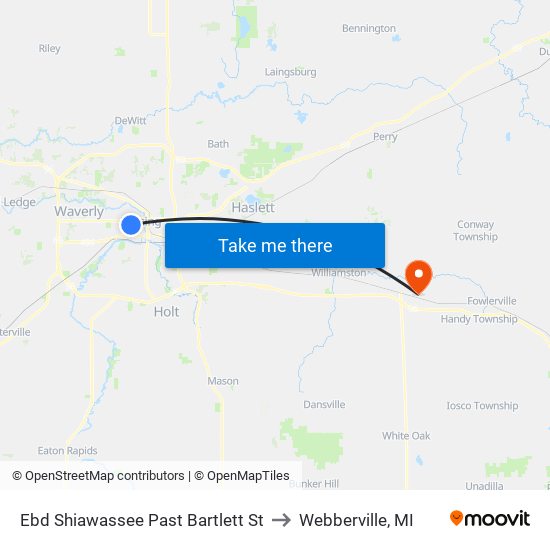 Ebd Shiawassee Past Bartlett St to Webberville, MI map