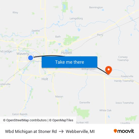 Wbd Michigan at Stoner Rd to Webberville, MI map