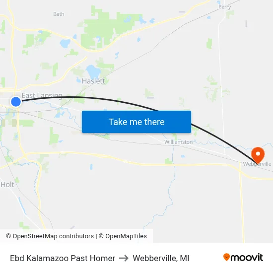 Ebd Kalamazoo Past Homer to Webberville, MI map