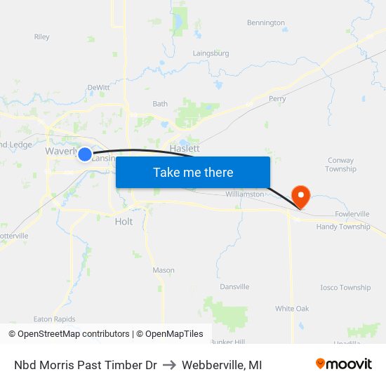 Nbd Morris Past Timber Dr to Webberville, MI map