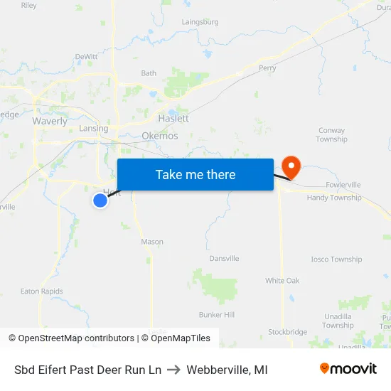 Sbd Eifert Past Deer Run Ln to Webberville, MI map