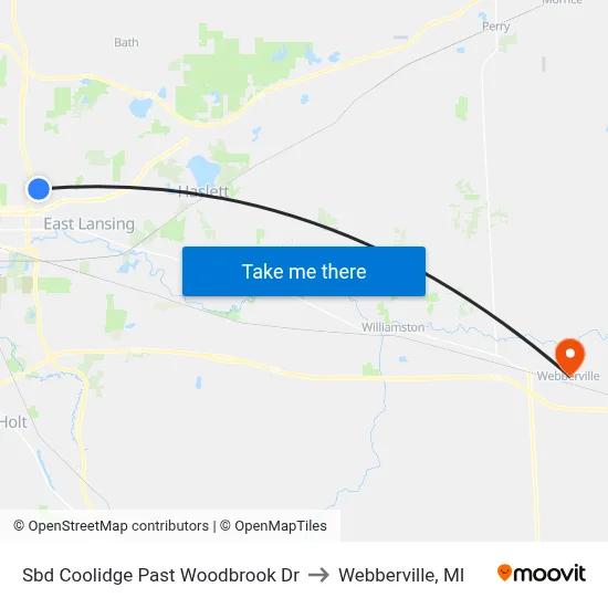 Sbd Coolidge Past Woodbrook Dr to Webberville, MI map