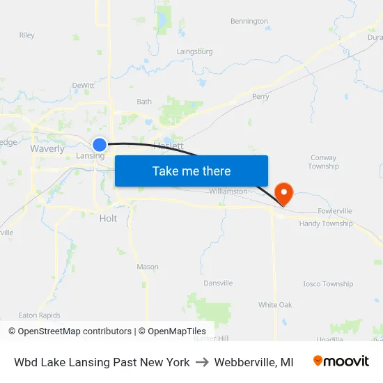 Wbd Lake Lansing Past New York to Webberville, MI map