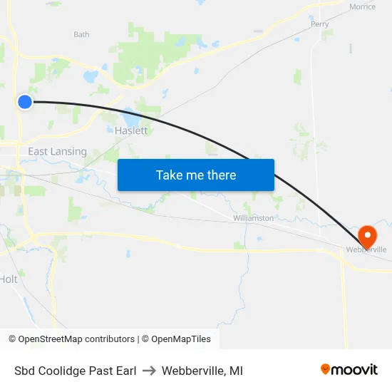Sbd Coolidge Past Earl to Webberville, MI map