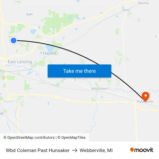 Wbd Coleman Past Hunsaker to Webberville, MI map