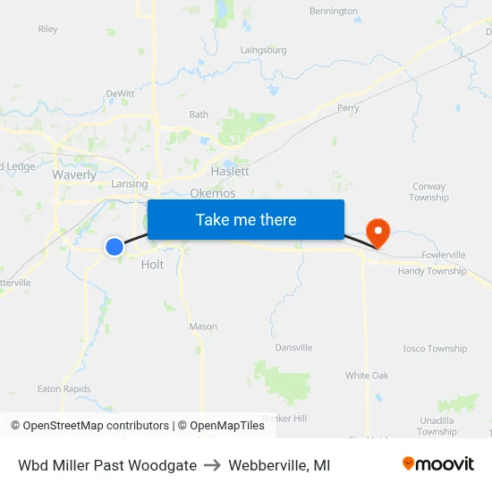 Wbd Miller Past Woodgate to Webberville, MI map
