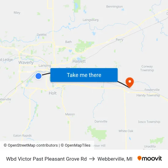 Wbd Victor Past Pleasant Grove Rd to Webberville, MI map