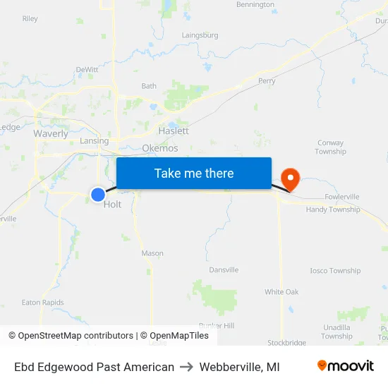 Ebd Edgewood Past American to Webberville, MI map