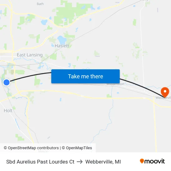 Sbd Aurelius Past Lourdes Ct to Webberville, MI map