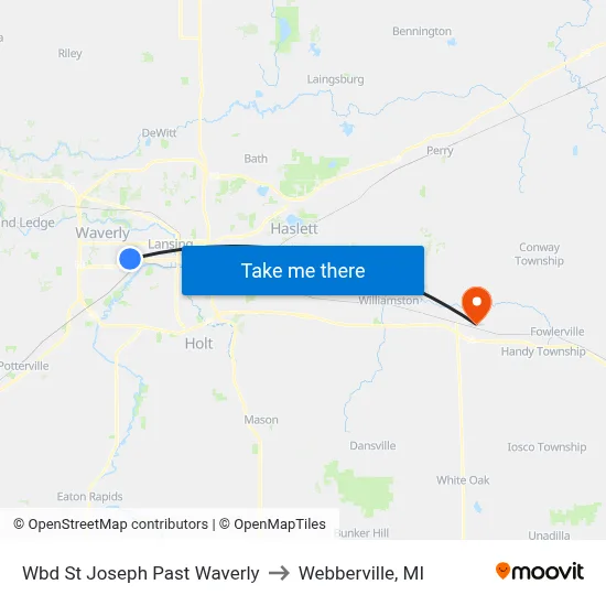 Wbd St Joseph Past Waverly to Webberville, MI map