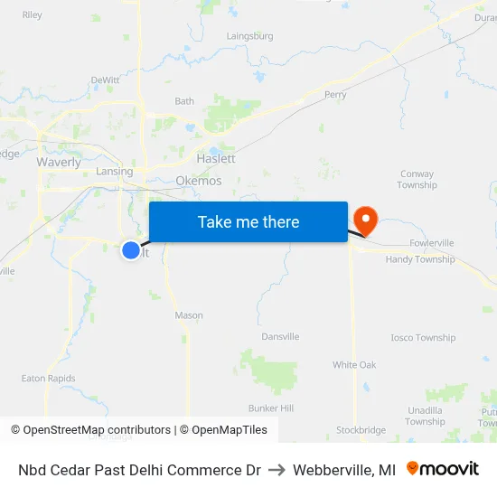 Nbd Cedar Past Delhi Commerce Dr to Webberville, MI map