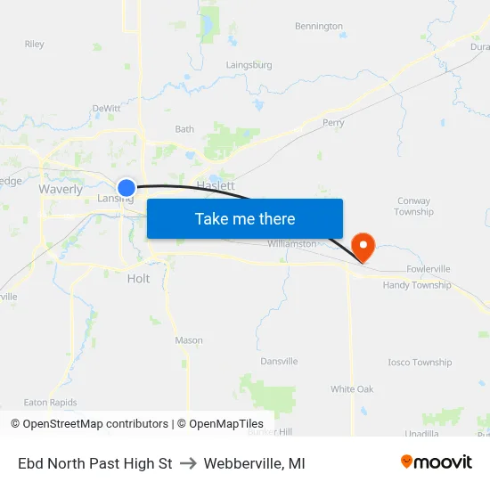 Ebd North Past High St to Webberville, MI map