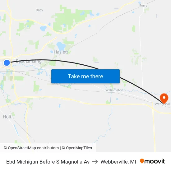 Ebd Michigan Before S Magnolia Av to Webberville, MI map