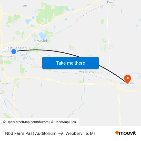 Nbd Farm Past Auditorium to Webberville, MI map
