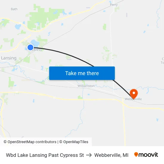 Wbd Lake Lansing Past Cypress St to Webberville, MI map