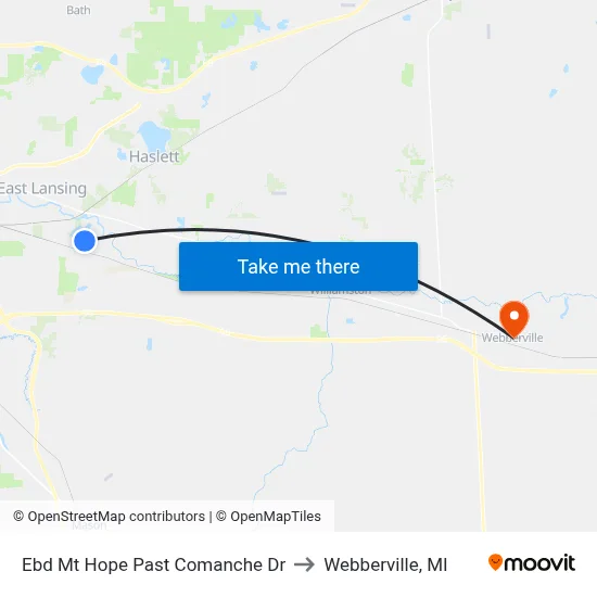 Ebd Mt Hope Past Comanche Dr to Webberville, MI map