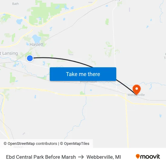 Ebd Central Park Before Marsh to Webberville, MI map