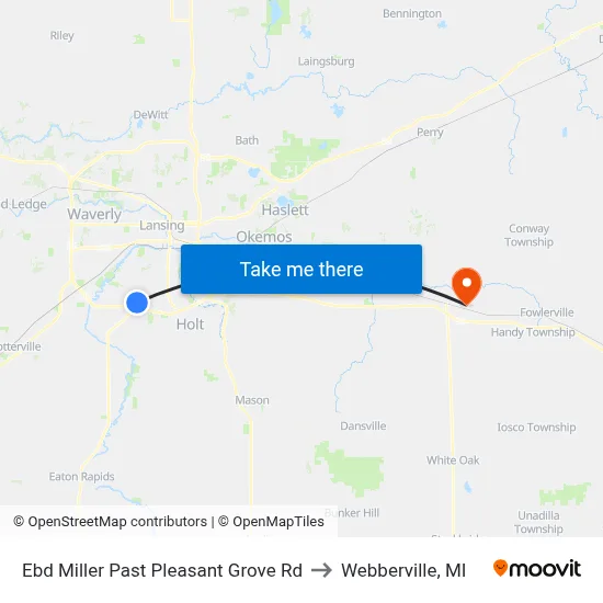 Ebd Miller Past Pleasant Grove Rd to Webberville, MI map