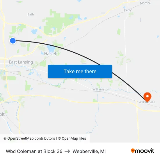 Wbd Coleman at Block 36 to Webberville, MI map